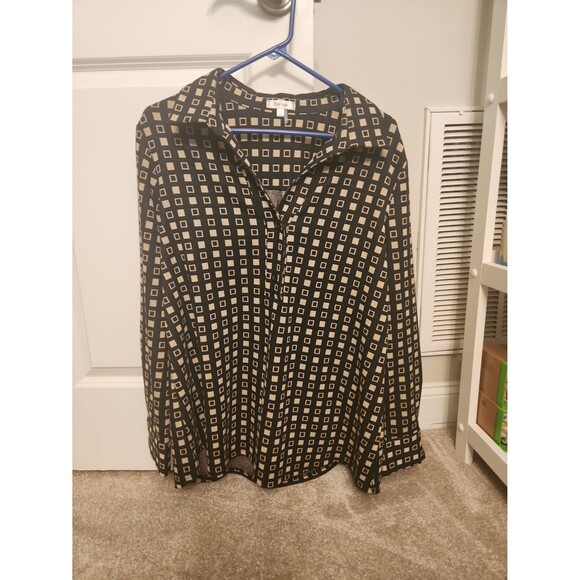 Tyler Boe Henley-Collared Geometric Print Tunic Shirt w/ Buttons Size XL - Picture 1 of 10